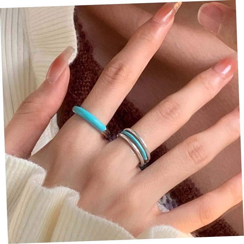 SAFIGLE 2pcs Rings Aesthetic Adjustable Rings Women Fashion Jewelry Birthday