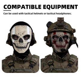 Ghost Balaclava Tactical Mask, Anti-Impact Silicone Faceshield with Elastic Fabric, Anti-Fog Clear Lens, Padded Eye, Breathable Mouth(R-T)