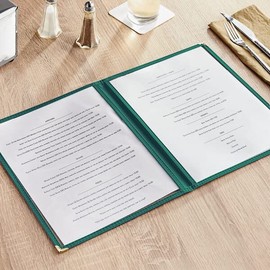 TrueCraftware- 8-1/2” x 11” Green Double Fold Restaurant Menu Covers 2 Page 4 View Set of 10- Crystal Clear Menu Covers Fits A4 Size Paper Sleeve Menu Folder Menu Book Holders for Bar Cafe Restaurant