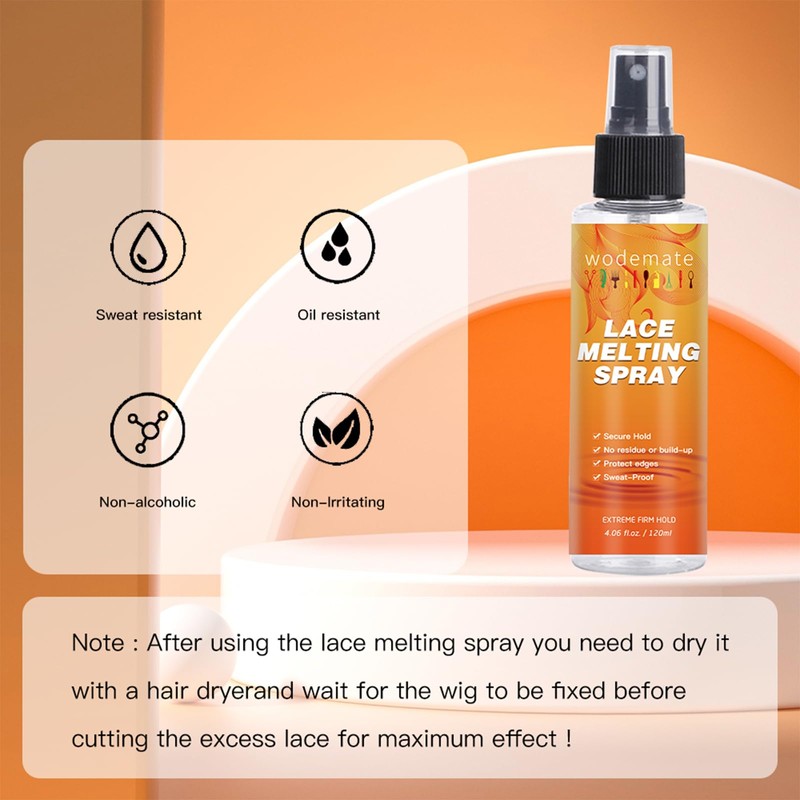 wodemate Lace Melting Spray, Extreme Hold Melting Spray for Glueless