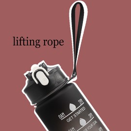 LELExilan 26oz Sport Water Bottle with Straw, Sports Bottle Cups with Handle rope,for Running, Cycling, Hiking, Camping, Traveling, Black Red