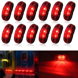UNXMRFF 12-Pack 2.5 inch LED Trailer Lights Kit, Front Rear Side Marker Clearance Indicators Light Lamp Red DC12-24V Waterproof Universal for RV Camper Truck Van Caravan Boat