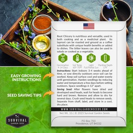 Root Chicory Seed for Planting - 3 Packets with Instructions to Plant and Grow Coffee Chicory in Your Home Vegetable Garden - Non-GMO Heirloom Variety - Survival Garden Seeds