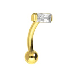 PIERCINGLINE Titanium Banana with Push Fit Crystal Rectangle Piercing Ear Nose Choice of Colours and Sizes, Titanium
