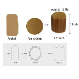 Brown Craft Paper Stool - 11 inch Heigh - Folded Like A Book for Space Saving - Foot Stool Rest, Extra Seat for Living Room, Bedroom, Study, Bookstore, Dressing Room