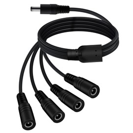 YINGAYOU DC 4 Way Splitter 5.5 x 2.1mm DC Splitter Cable 5V 6V 9V 12V 24V 3A, for Security Cameras, DVR, Router, Printer, LED Strip (1 to 4, 70 cm)