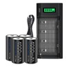 4 Packs Rechargeable C Size Batteries with Charger, Universal LCD