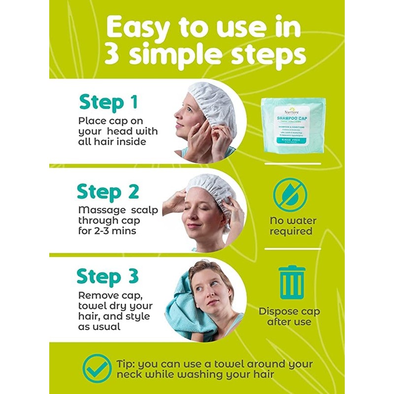 No Water Rinse Free Shampoo Cap by Nurture | Microwavable