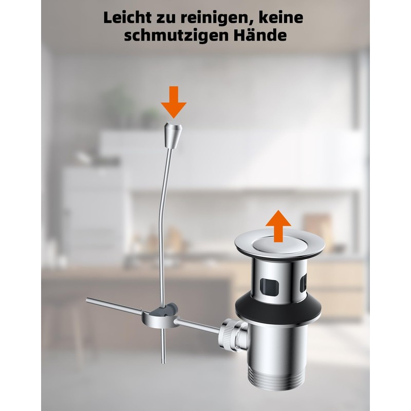 Hibbent Pull Rod Drain Fitting with Overflow Sink Drain Valve