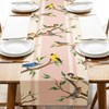 Seliem Spring Summer Birds Table Runner, Chickadee Bluebird Goldfinch Sparrow
