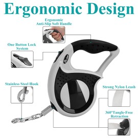 Generic 16 Ft Retractable Dog Leash, Dog Walking Leash with Anti-Slip Handle, One-Handed Pause & Lock, Dog Leash Suitable for Small/Medium/Large Sized Dogs, Black