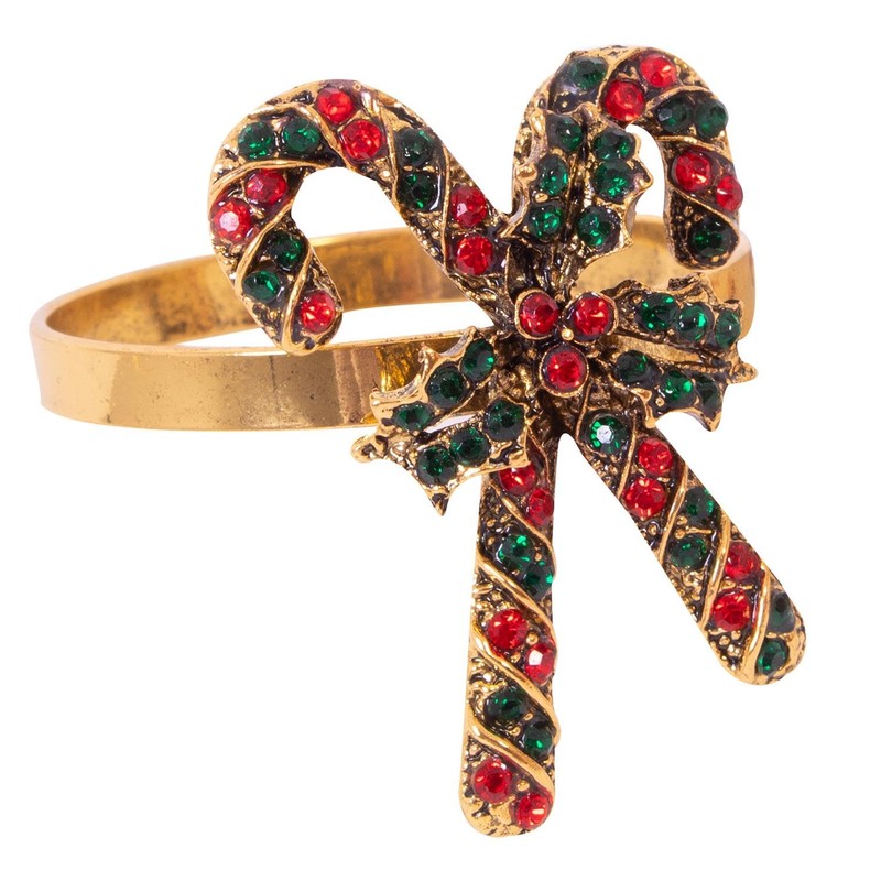 YöL Set Of 6 Deluxe Candy Cane Napkin Rings Christmas