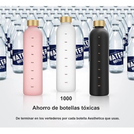 Botella de agua Deportiva 1 litro motivacional ligera con marcadores de tiempo,Sin BPA y 100% de protección contra fugas,reutilizable para Gimnasio, Fitness,Entrenamiento,Viajes (Negro)