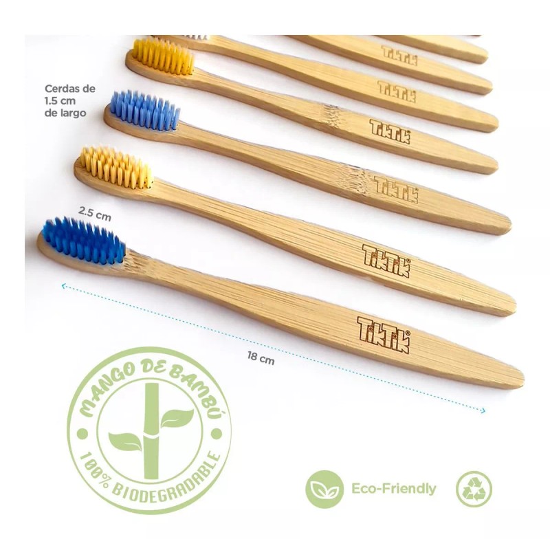 Tiktik Cepillo De Dientes Bambu Ecologico Adulto 30pz Biodegradable Color