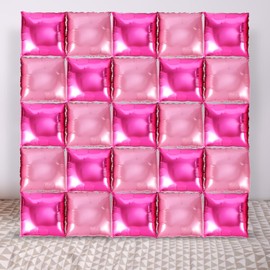 25pcs Square Foil Balloons, Double Sided Square Balloons Wedding Balloons Wall Balloons Backdrop Balloons Tunnel Arch Decoration for Anniversary Birthday Party (Hot Magenta, Pink)