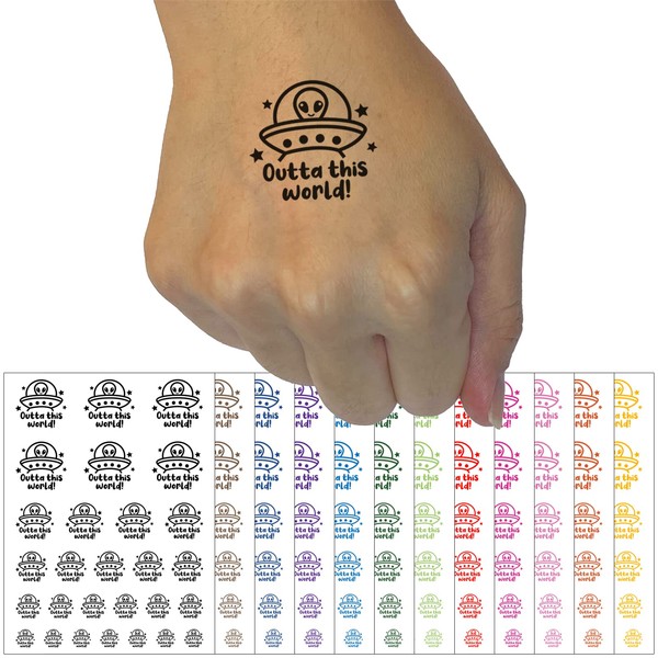 Outta Out of This World Alien Spaceship Temporary Tattoo Water