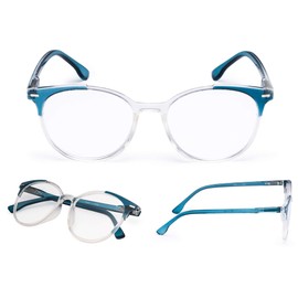 READING GLASSES 4 pack Ladies Round Stylish Readers with Spring Hinge Reader Eyeglasses for Women Reading