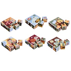 Eichhorn 100006849 Picture Cube with 6 Animal Motifs Including Motif Templates, Consisting of 9 Building Blocks, 12 x 12 cm Large, Creative Cube Puzzle Made from 100% FSC Certified Birch Wood, from 3