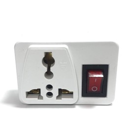 Norstar Universal Plug Adapter with ON/Off Power Switch for European Outlets Type C, 2 Round Pins, (2 Pack)