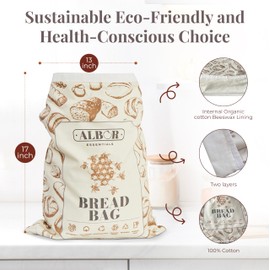 Beeswax Bread Bags for Homemade Bread Sourdough | Bread Bags for Homemade Bread | 2 pack XL Reusable Bread Bags for Homemade Bread | Cotton Beeswax Bags for Bread | Sourdough Bread Bags| Sourdough Bag