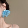 Cimenexe Bohemian Chiffon Lace Flower Dangle Earrings Blue Chiffon Flower