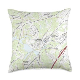Flowery Branch GA Map (2017) Throw Pillow