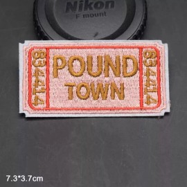 Unbranded Pound town ticket funny patch iron on embroidered 3" wide