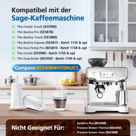 Pack of 4 Water Filters for Sage, Compatible with Sage SES 990/980/500/878/875/880/920/810, BES008 Water Filter, Compare #BSES008WHT0NEU1