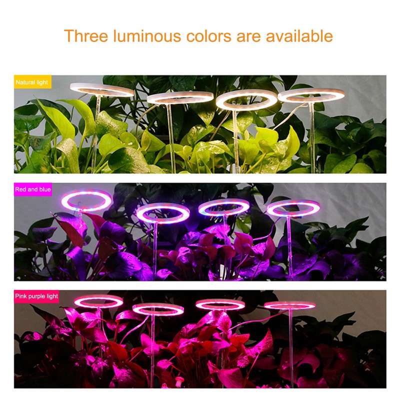 LED Plant Grow Light 5 Dimmable Modes 4 Head Timing