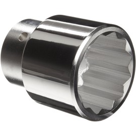 Martin X1252 Forged Alloy Steel 1-5/8" Type III Opening 1" Power Impact Square Drive Socket, 12 Points Standard, 2-11/16" Overall Length, Chrome Finish