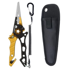 GOLDEN J Multi-Function Fishing Pliers - High-Strength Aluminum & Stainless Steel, Hook Remover, Split Ring Pliers, Line Cutter, Ideal for Ice, Surf, Lure Fishing