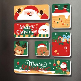 EVA Christmas Refrigerator Magnets Christmas Tree Refrigerator Decorations Santa Claus Reindeer car Stickers Christmas Snowmen Holiday Decorative Stickers (Fridge Magnet D)