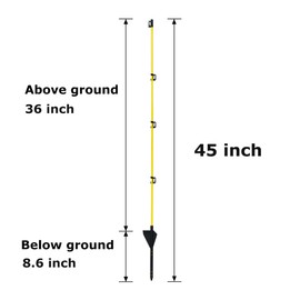 45 inch Electric Fence Posts Step in Fiberglass Insulated Plastic Electric Fence with Post, Electric Fence Stakes for Dogs, 50 Pack