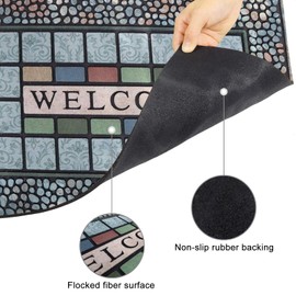 CHICHIC Rectangle Entrance Door Mat Large 18 x 30 Inch Entry Way High Traffic Area Doormat Front Door Rugs Outdoors Heavy Duty Welcome Mat, Non Slip Rubber Back Low Profile for Garage