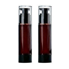 2 Pcs 100ml 3.4 oz Brown Plastic Airless Pump Bottles Travel Pump Dispenser for Foundation Lotion Shampoo Leak-Resistant Cosmetic Containers