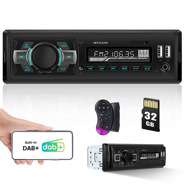 DAB/DAB+ Plus Car Radio Bluetooth 5.0 FM 7 Colours with