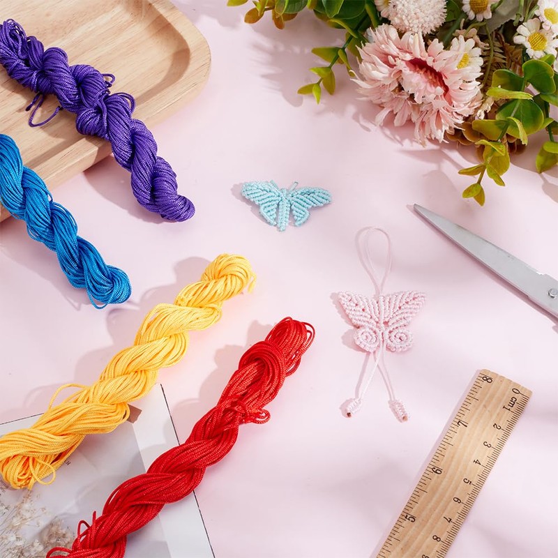 INFUNLY Set of 8 DIY Macrame Butterfly Kits, Colourful Jade
