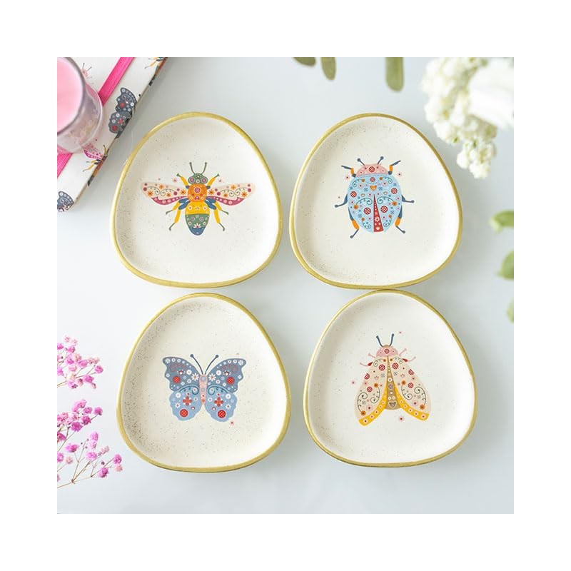 Something Different Wholesale Set of 4 Floral Bug Trinket Dishes