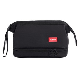 Hopesky Pencil Case - 2-Layer Large Capacity Aesthetic Pencil Pouch with Strong Zipper, Handheld Stationery Organizer Pen Case with Compartments for College, office, Travel, for Women Men(Black)