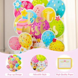 DISJOURNEY Happy Birthday Pop up Card - 3D Pop up Birthday Card for Kids Girls Cute and Cheerful Designs with Envelope & Sticker（Colorful Balloons）