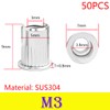 Qrity 50 PCS Rivet Nut, Stainless Steel Flat Head Threaded