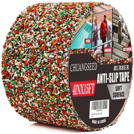 CHUANGSEED Pool Rubber Anti-Slip Tape 4" x 15ft Multi-Purpose Heavy Duty, Outdoor/Indoor Waterproof, Safety Anti-Slip Tape for Stair Tread Traction,Trail,Bathroom,Red