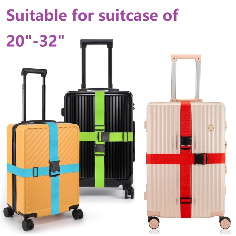 FIVEAN 4 Pack Adjustable Luggage Straps, Blue, 46"-78" / 100-188cm