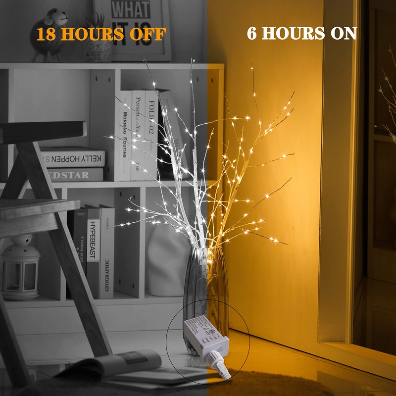 Rivokeer Lighted Birch Branches 34IN 180 LED with Timer, Artificial