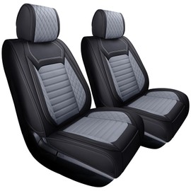 Aierxuan Truck Seat Covers Compatible with Toyota Tundra Pickup Custom Fit 2008-2026 Crewmax Double Cab Waterproof Leather Airbag Compatible Cushions(2 PCS Front/Black-Grey)