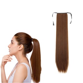 Traziewell Hair Extensions Clip in Ponytail Long Hairpieces for Women Natural Long Straight 28 Inch Wrap Around Synthetic Hair Extensions Ponytail Hairpiece for Women 2206-60