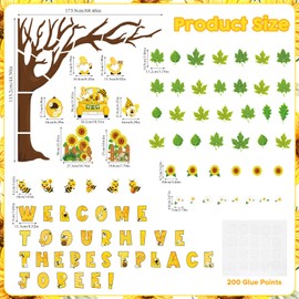 Pajean 104 Pcs Classroom Tree Bulletin Board Set Bee Sunflower Bulletin Boards Decoration Cutouts Spring Summer Tree Bulletin Board Leaves Cutout for Classroom Window Wall Home Office School Decor