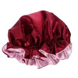 WOONEKY Elegant Double-layer Satin Sleep Bonnet for Women Reversible Hair Cap for Curly Hair for Bathing and Sleeping
