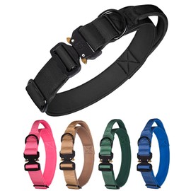 Aecllcea Tactical Dog Collar for Medium Large Dogs, Heavy Duty Dog Collars with Handle, Metal Buckle Dog Training Collar, Thick Dog Collar for Male, Large Dog Collar, Military Dog Collar. (M, Black)