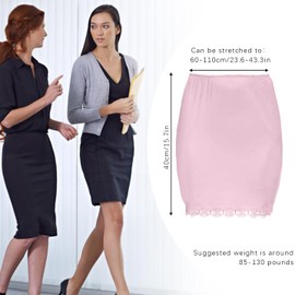 MUNSKT Women's Half Slip Soft and Elastic Under Slip Temperament Under Skirt Anti Sticking Black Petticoat Petticoats for Under Dress for Women Girls Weighing 93-147 Pounds